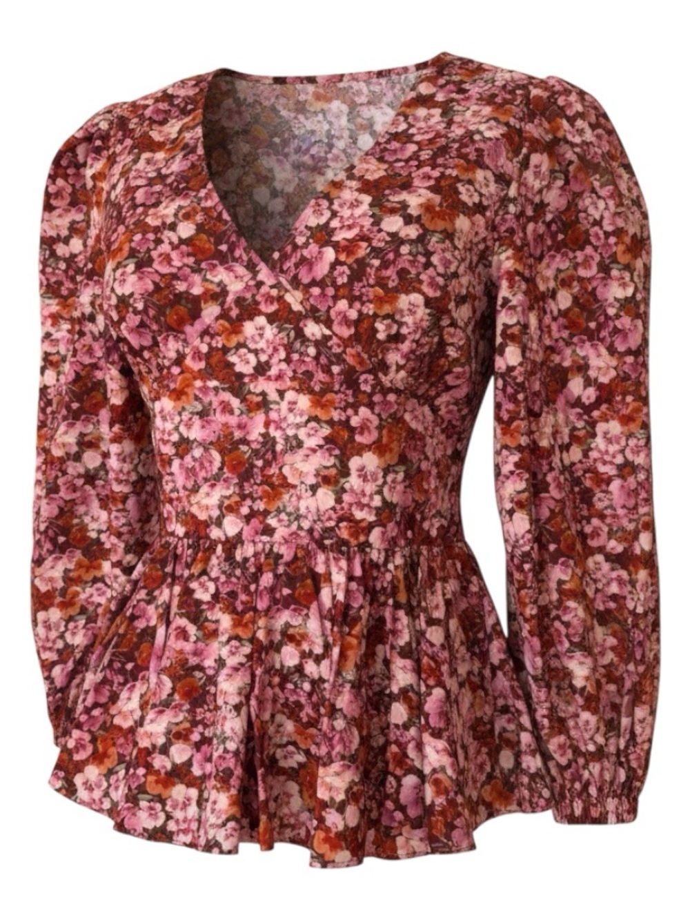 Derek Lam 10 Crosby Floral V-Neck Peplum Blouse Size 0 | NWT